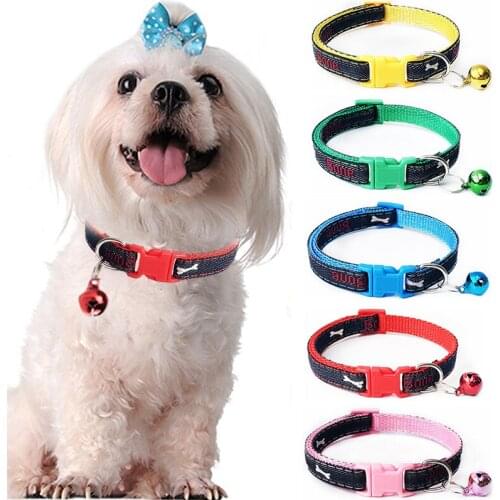 Fashion Bone Printed Jeans Pet Supplies Easy Wear Dog Collar Dog Accessories Buckle Adjustable Puppy With Bell Cat