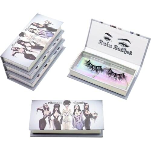 Halloween Theme Rectangular Magnetic Eyelashes Packaging 25mm Mink Lashes Storage Box Wholesale Faux Mink Lashes With Box