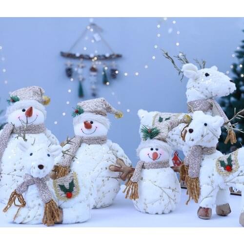 Christmas cloth art snowman doll plush elk doll ornaments shopping mall window holiday scene decorations navidad christmas gift