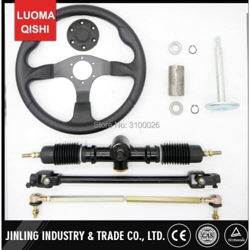 350mm Steering wheel 520mm Gear Pinion 490mm U Joints Tie Rod Assy Fit For DIY China Go Golf Kart Buggy Karting UTV Bike Parts