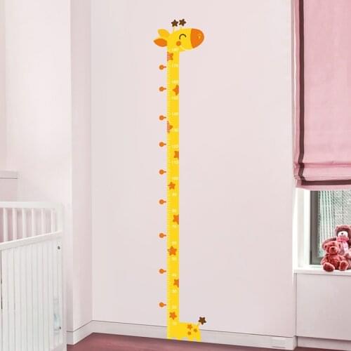 [shijuekongjian] Height Measure Wall Stickers DIY Cartoon Giraffe Wall Decals for Kids Bedrooms Living Room House Decoration