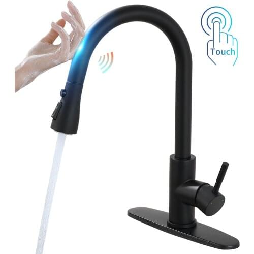 Pull Out Black Sensor Kitchen Faucets Stainless Steel Smart Induction Mixed Tap Touch Control Sink Tap Torneira De Cozinha 1022