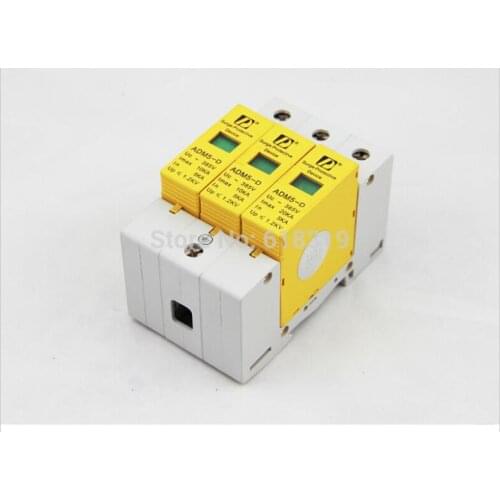 High quality 3P 20KA 110V 220V 385V AC Din Rail SPD Surge Protection Lightning Arrester Over Voltage