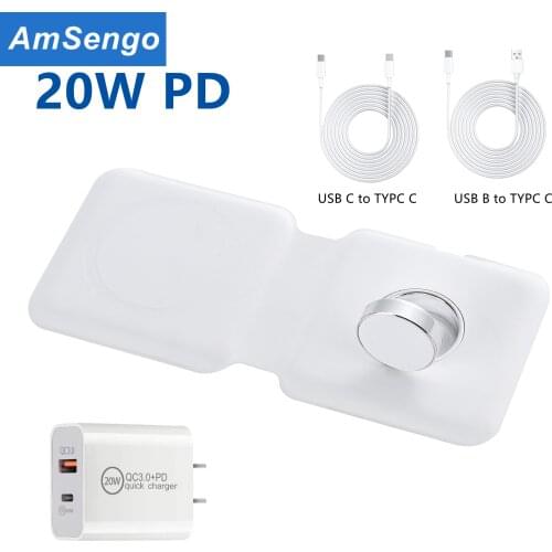 20W Fast Charger 2 in 1 Wireless Chargers for iPhone 12 12Pro 12mini Wireless Charger Pad for Samsung for Apple Watch Airpods