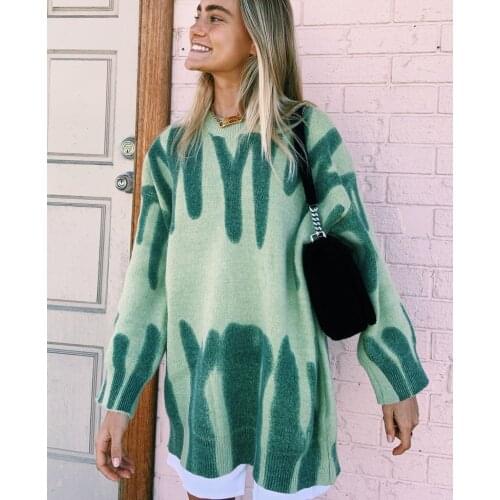 AYUALIN Winter Warm Jumper Oversized Loose Sweaters For Women Casual Long Sleeve Green Pullovers Long Sweater Outerwear 2021