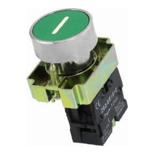 1 no n/o momentary push button switch, 600v 10a zb2-ba3311, 22 mm, green sign