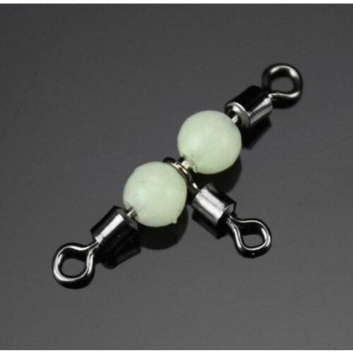 10pcs/lot 3 Way T-Shape Fishing Swivel Connector with Luminous Beads Fishhook Lure Line Connector Fishing Accessories