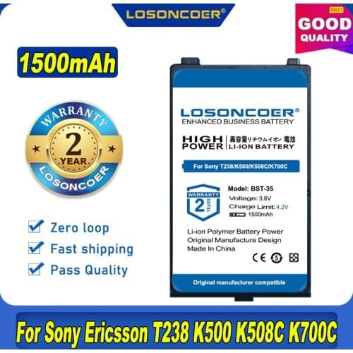 100% Original LOSONCOER NEW 1500mAh BST-35 Battery For Sony Ericsson T238K500 K508C K700C Mobile Phone