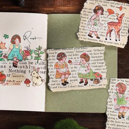 2Sheets/Pack Mori Girl Vintage Kids Washi Stickers For Scrapbooking Cell Pencil Case Diary Student Stationery Album Gift