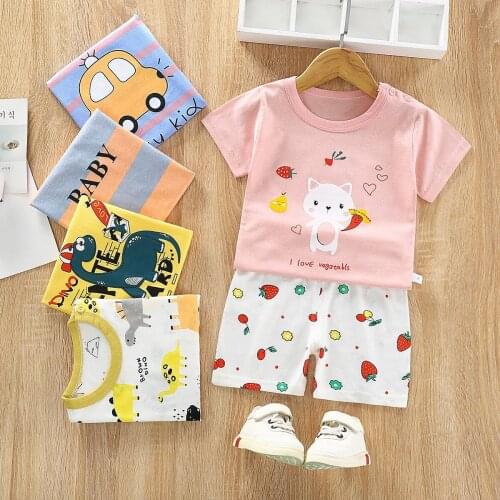 2pcs/set Children Clothing Sets Summer New Brand Cotton Baby Boys Girls Short Sleeve T Shirt + Shorts Set Kids Outfit Tracksuit