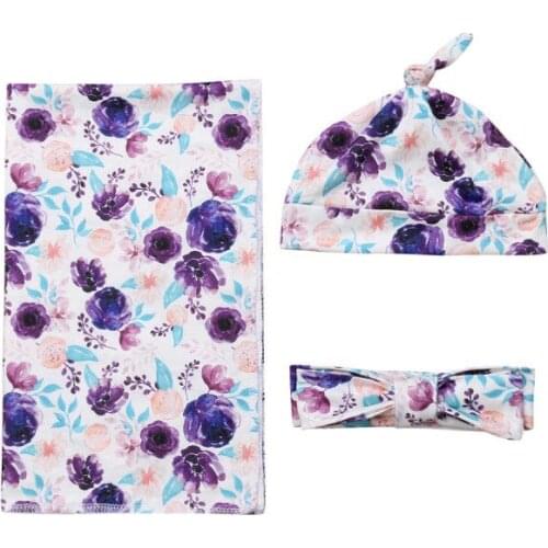 Citgeett Newborn Baby Floral Snuggle Swaddling Wrap Blanket Sleeping Bag Swaddle 3Pcs