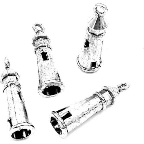 30pcs Lighthouse charms pendant 25x8mm antique silver ornament accessories jewelry making craft base material