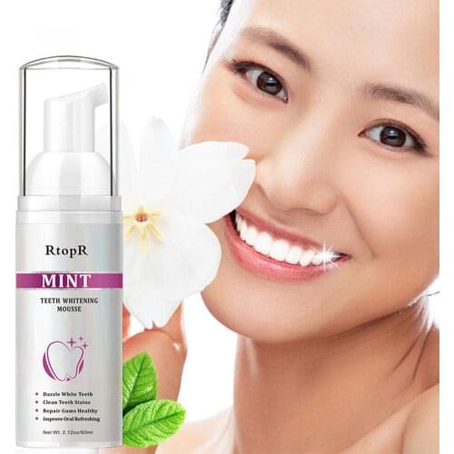 60ml Teeth Cleansing Whitening Mousse Removes Stains Teeth Whitening Oral Health Mousse Toothpaste Whitening and Staining 60ml
