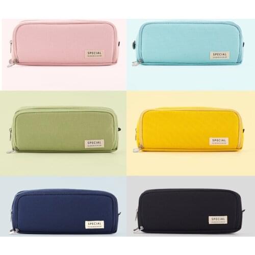 Angoo Color Series Pencil Bag Pen Case Special Macaron Color Dual Side Canvas Storage Pouch Stationery School Travel Gift F6899