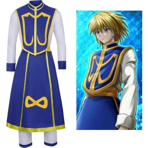 Anime HUNTERXHUNTER Kurapika Cosplay Costume Blue White Color Full Set Uniform HUNTERXHUNTER Fancy Ball Cos Outfits