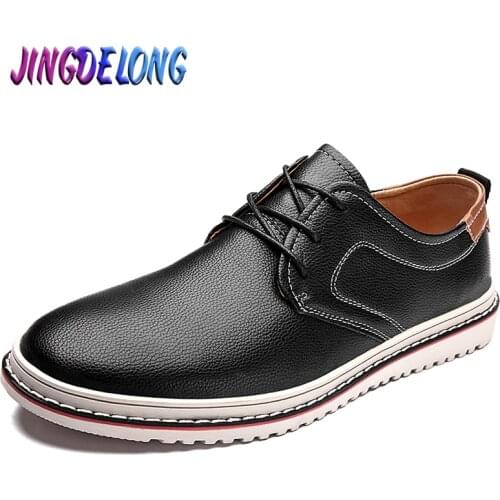 Brand Mens Casual Shoes Comfortable Breathable Men Flat Shoes Waterproof Leather Men Shoes Outdoor Non-slip Men Wedding Shoes