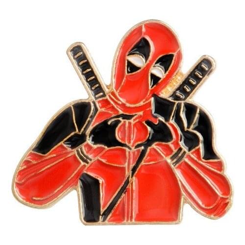 Cartoon Deadpool Ninja Japanese Sword Bag Shirt Brooch Pins Metal Broches for Women Badge Pines Metalicos Brosche Accessories