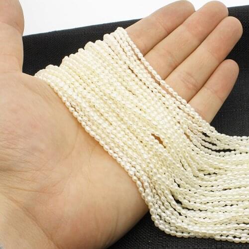 2.5mm White Color Rice Shape Natural Freshwater Pearl Loose Beads DIY for Necklace Bracelet Wholesale Lots Bulk