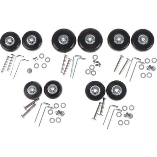 1 Set Luggage Wheel Suitcase Replacement Wheels Axles Repair Rubber Travel Luggage Wheel Black With Screw 5 Sizes