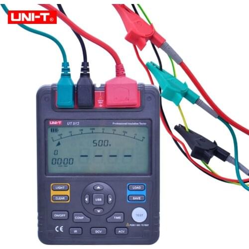 UNI-T UT512 Digital Insulation Resistance Tester Meter Megohmmeter Low Ohmmeter Voltmeter Auto Range Megger 2500v USB Interface