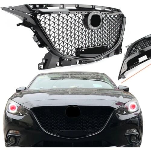 For Mazda 3 Axela GT BM BN 2014 2015 2016 Front Upper Grille Honeycomb Grill Black