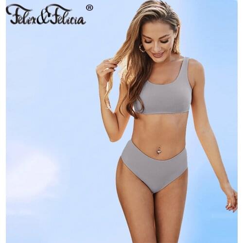 FELIX & FELICIA Swimsuit Women Sexy High Waist Push Up Bikini Set Two Pices Female Sports Swimwear Summer Brazilian Bathing Suit