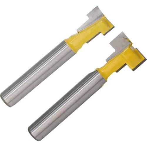 2pcs 1/4" Shank T-Slot Cutter Router Bit Hex Bolt Key Hole Bits T Slotting Milling Cutter for Wood Woodworking Tools MC01020