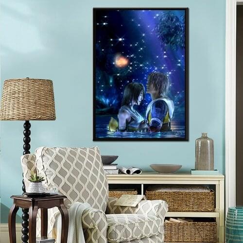 Final Fantasy X Tidus and Yuna Art Canvas Paintings for Living Room Prints Posters Wall Art Home Decoration Frame