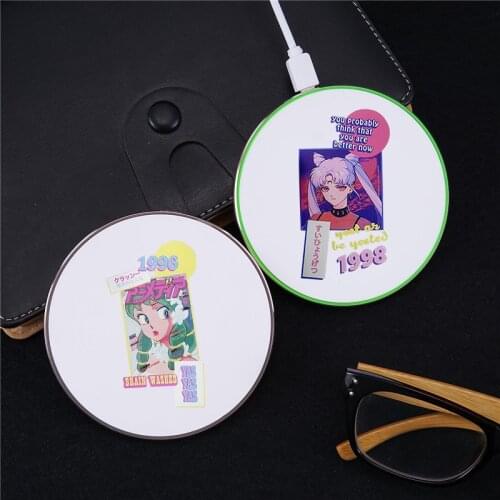 JAMULAR Cute Japan Anime Qi Wireless Charger For iPhone 11 Pro 12 X XR XS Max 10W Fast Charging For Samsung S10 S9 USB Desk Pad