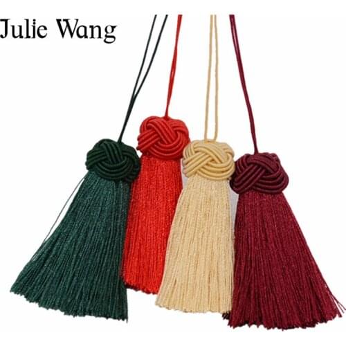 Julie Wang 5PCS Multi-colored Nylon Silk Hand Made Tassel Charms Pendant Necklace Earring Findings Tassels for Jewelry Accessory