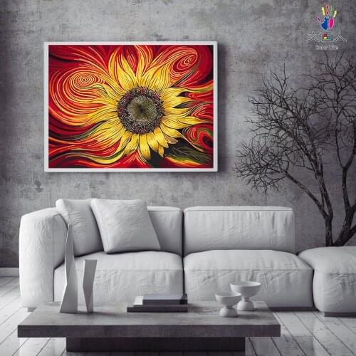 Paint by number art painting sunflower hand-painted color oil painting Living room bedroom Decorative paintings