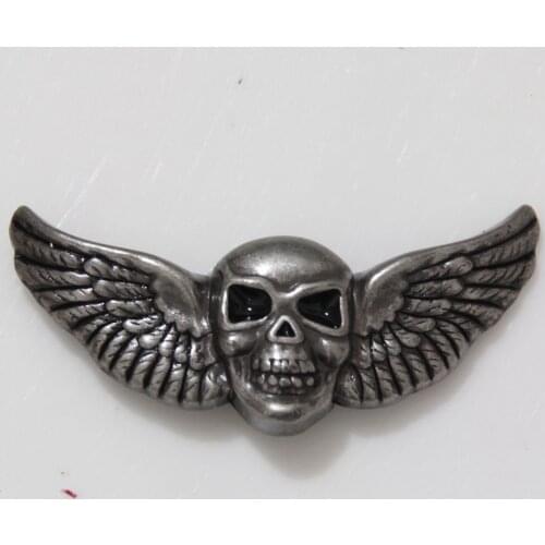 KB705) Wholesale 50pc Skull Wings Cycle Concho 2"(5.1 cm) x 1"(2.5 cm) Antique-Silver