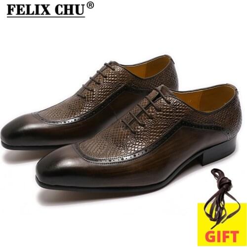 Men Leather Shoes Snake Print Men Business Dress Classic Brown Black Lace Up Pointed Toe Dropshipping Shoes For Men Oxford Shoes