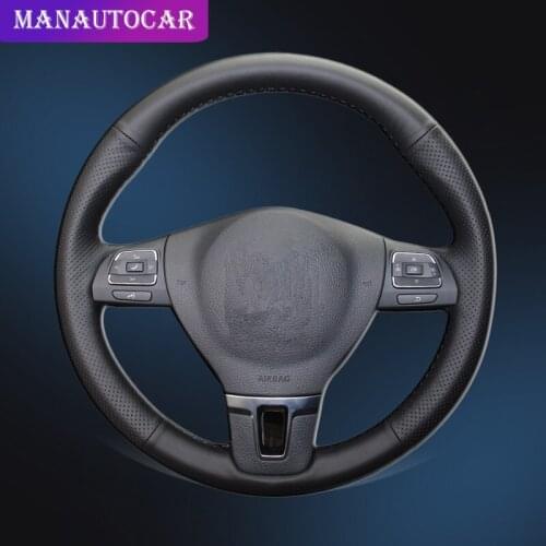 Car Braid On The Steering Wheel Cover for Volkswagen VW Gol Tiguan Passat B7 Passat CC Touran Jetta Mk6 with Original Leather