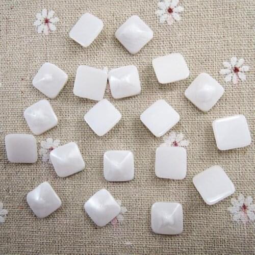 Wholesale 12mm White Square Acrylic Marbling Loose Half Flat Back Beads Craft Scrapbooking DIY Decor Accessories 50pcs HA-03