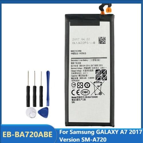 Original Replacement Phone Battery EB-BA720ABE For Samsung GALAXY A7 2017 Version SM-A720 Rechargeable Batteries 3600mAh