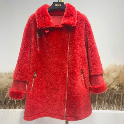 Shearing Sheep Real Fur Winter Coat Korean 200% Wool Jacket Women Clothes 2020 Manteau Femme Z296 YY2060