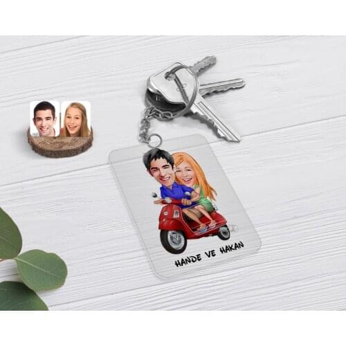 Personalized Valentine Caricature Of Transparent Plexiglass Anahtarlık-10