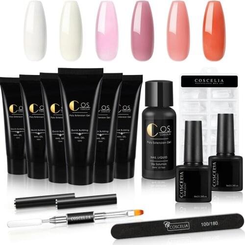 COSCELIA Poly Nail Extention Gel Kit Nail Tools Manicure Set For Quick Building Nail Tip Form Crystal Nails Accessories Tools