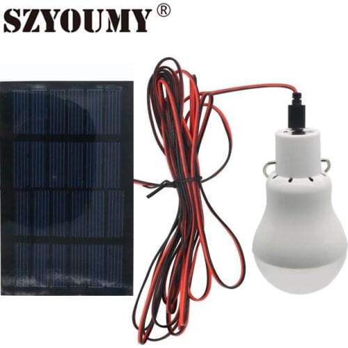 SZYOUMY 15W 130LM Portable Solar Power LED Bulb Solar Powered Light Solar Charged Energy Lamp Outdoor Camp Lighting