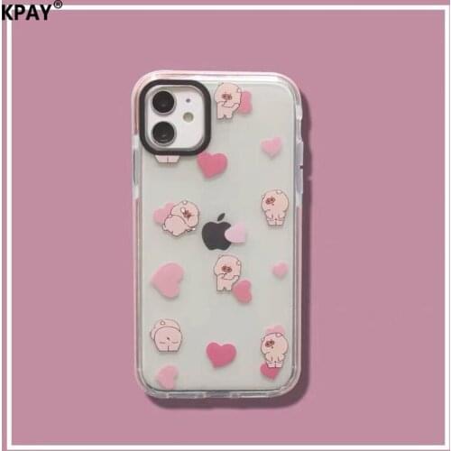 Cute Pig Transparent Phone Case For iPhone 11 12 Pro Max 6 7 8 Plus XR XS SE2 Thin Shockproof Soft Mobile Phone Bag Case Cover