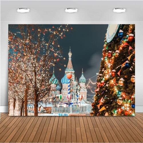 Christmas Printed Background Cloth Photography Props Wall Art Decoration Backgrounds Castle Photocall Christmas Tree