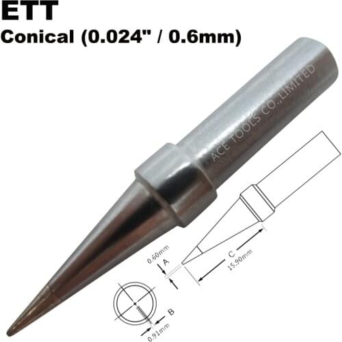 Soldering Tip ETT Conical 0.6mm 0.024in.Solder Iron Bit Fit WELLER WES51 WES50 WESD51 WE1010NA WE1010EU PES51 PES50 LR21 LR20