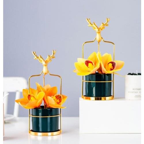 Modern Ceramic Vase+Artificial Flower Furnishings Home Livingroom Desktop Ornaments Crafts Dining Table Accessories Decoration