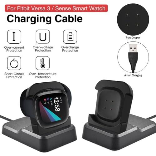 1M USB Charging Dock For Fitbit Versa 3 Fitbit Sense Smart Watch Charger Adapter Base Watch Replacement Accessories 2020 New