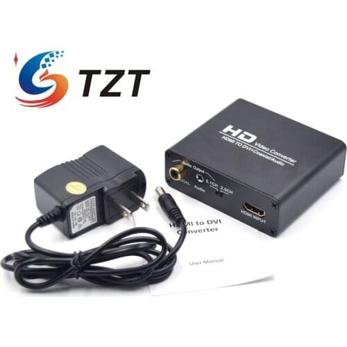 TZT NK-X5 HD Video Converter HDMI-compatible To DVI Converter HDMI-compatible To DVI + Coaxial/Audio 1920x1080 At 60Hz