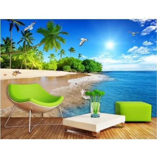 WDBH Custom photo 3d wallpaper Maldives seaside beach coco seascape background home decor living room wallpaper for walls 3d