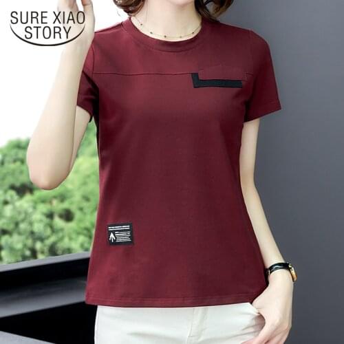 Female Blusas Ladies Tops Summer 2021 Women Tshirt Short Sleeve O-neck Plus Size Women Tees Solid 4XL T-shirt Clothes 8589 50