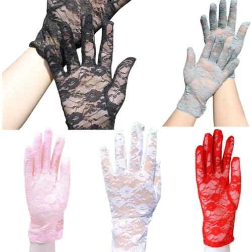 Valink 2017 New Fashion Womens Lace Hollow-Out Gloves Sun Protection Accessories Skid Resistance Pattern Lace Female Gloves Hot