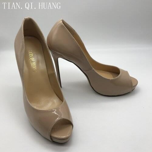 Genuine leather Womens Pumps High Heels Classic Styles Shoes Woman Black High Heels Shoes Brand TIAN.QI.HUANG size 35-42